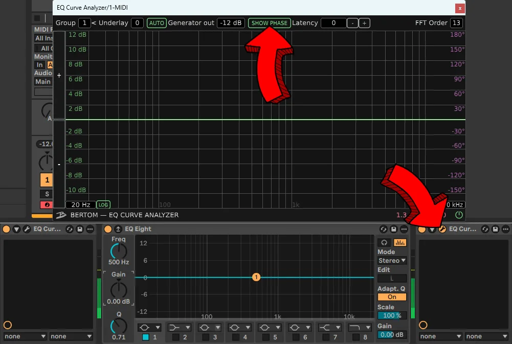 eq phase shift - burtom analyzer setup show phase