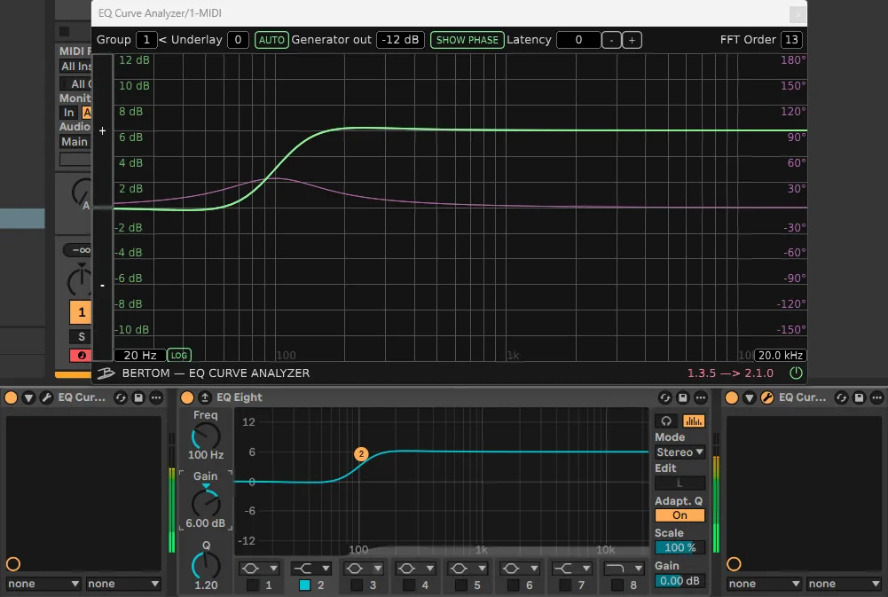 eq phase shift - phase shift shelf 100hz