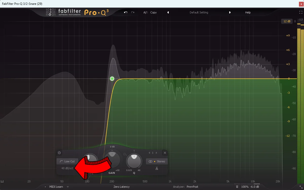 eq phase shift - snare 48db highpass