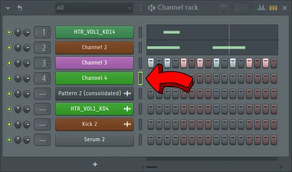 fl studio shortcuts - find channel channel rack