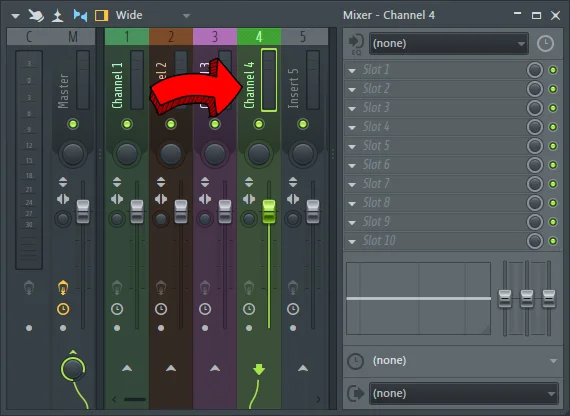 fl studio shortcuts - find channel mixer